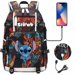 Lilo & Stitch Stitch #8 USB Charging Backpack School NoteBook Laptop Travel Bags