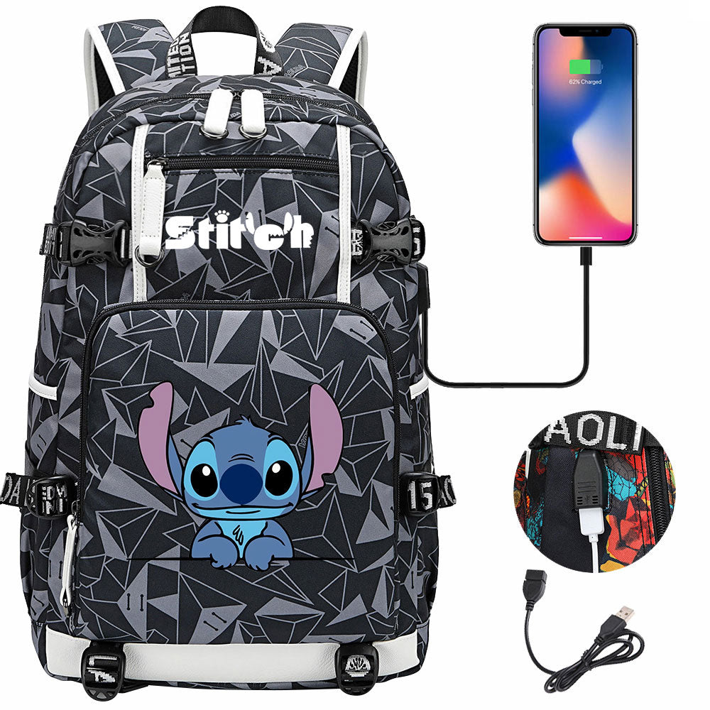 Lilo & Stitch Stitch #8 USB Charging Backpack School NoteBook Laptop Travel Bags