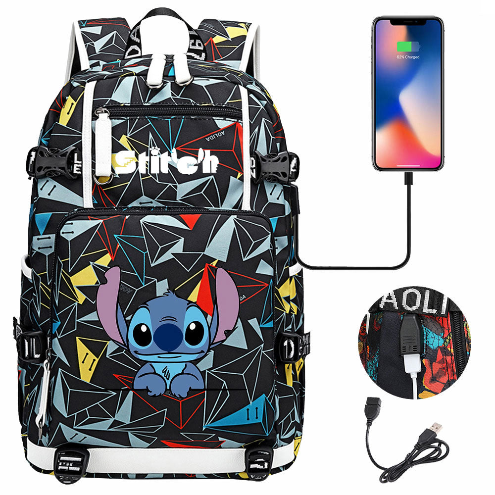 Lilo & Stitch Stitch #8 USB Charging Backpack School NoteBook Laptop Travel Bags