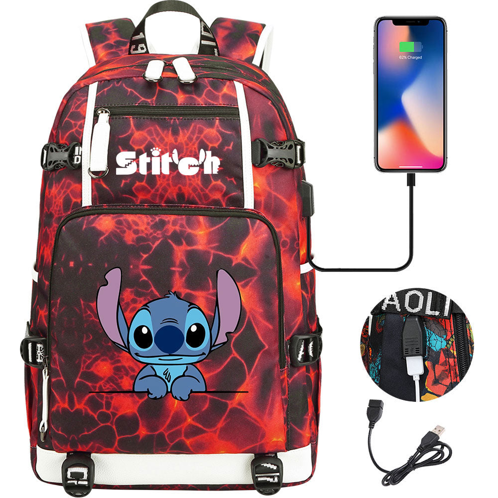 Lilo & Stitch Stitch #8 USB Charging Backpack School NoteBook Laptop Travel Bags