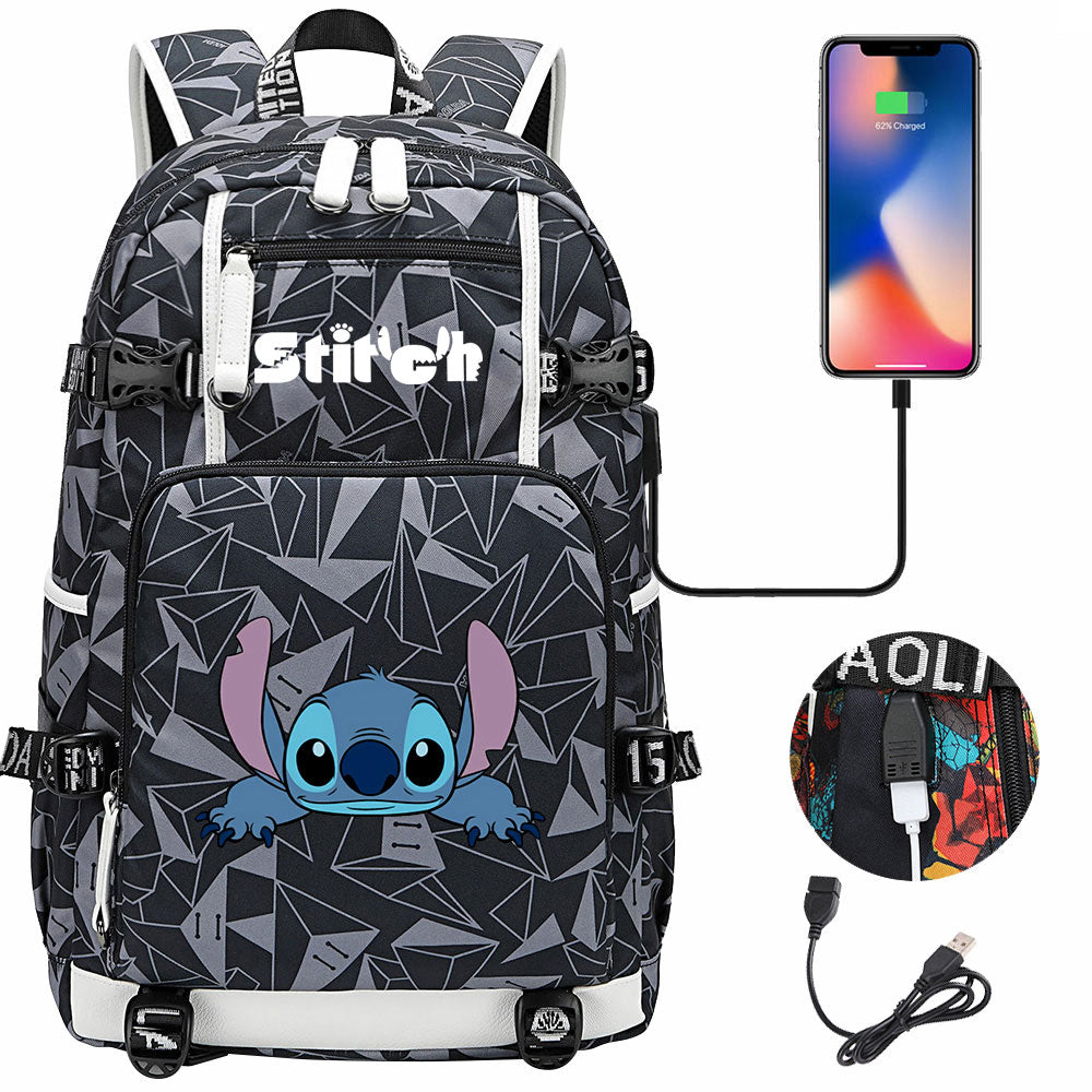 Lilo & Stitch Stitch #9 USB Charging Backpack School NoteBook Laptop Travel Bags
