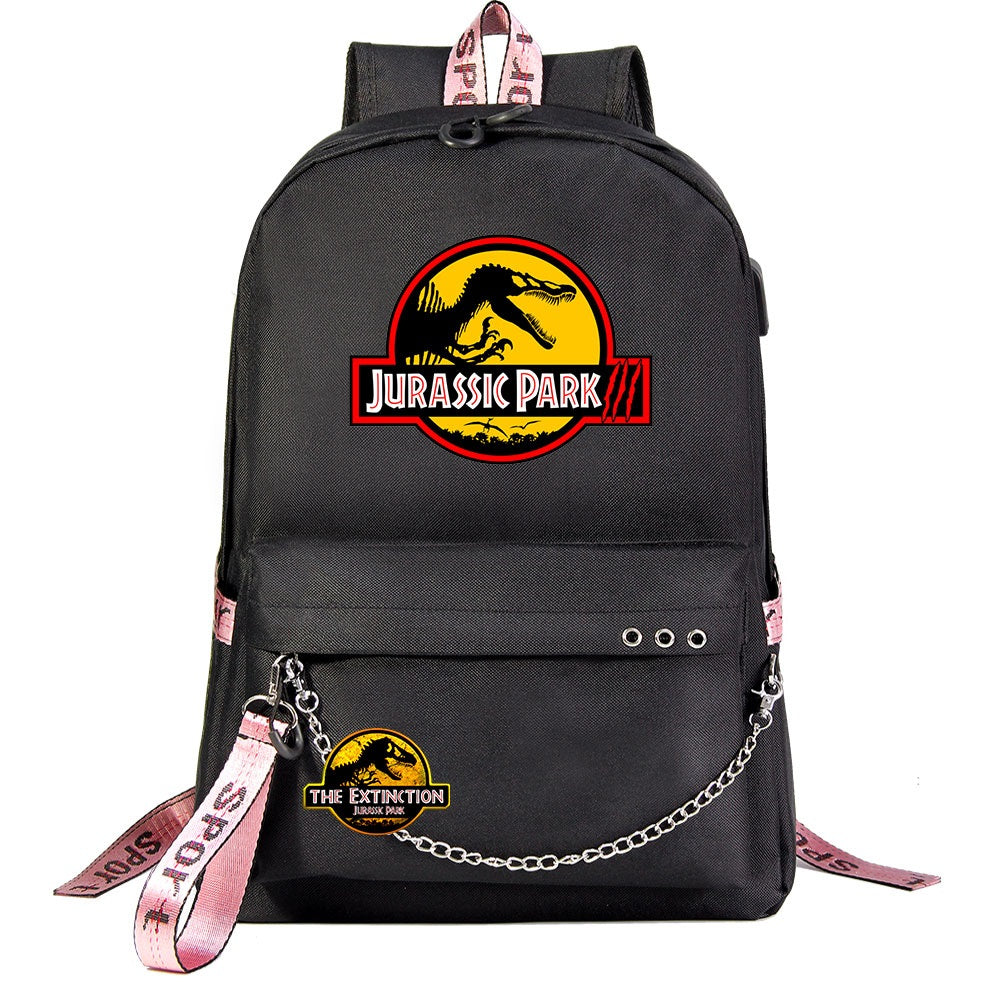 Jurassic World USB Charging Backpack Shoolbag Notebook Bag Gifts for Kids Students