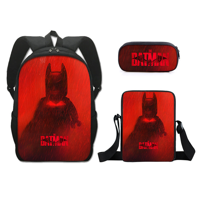 The Dark Knight Batman Schoolbag Backpack Lunch Bag Pencil Case Set Gift for Kids Students