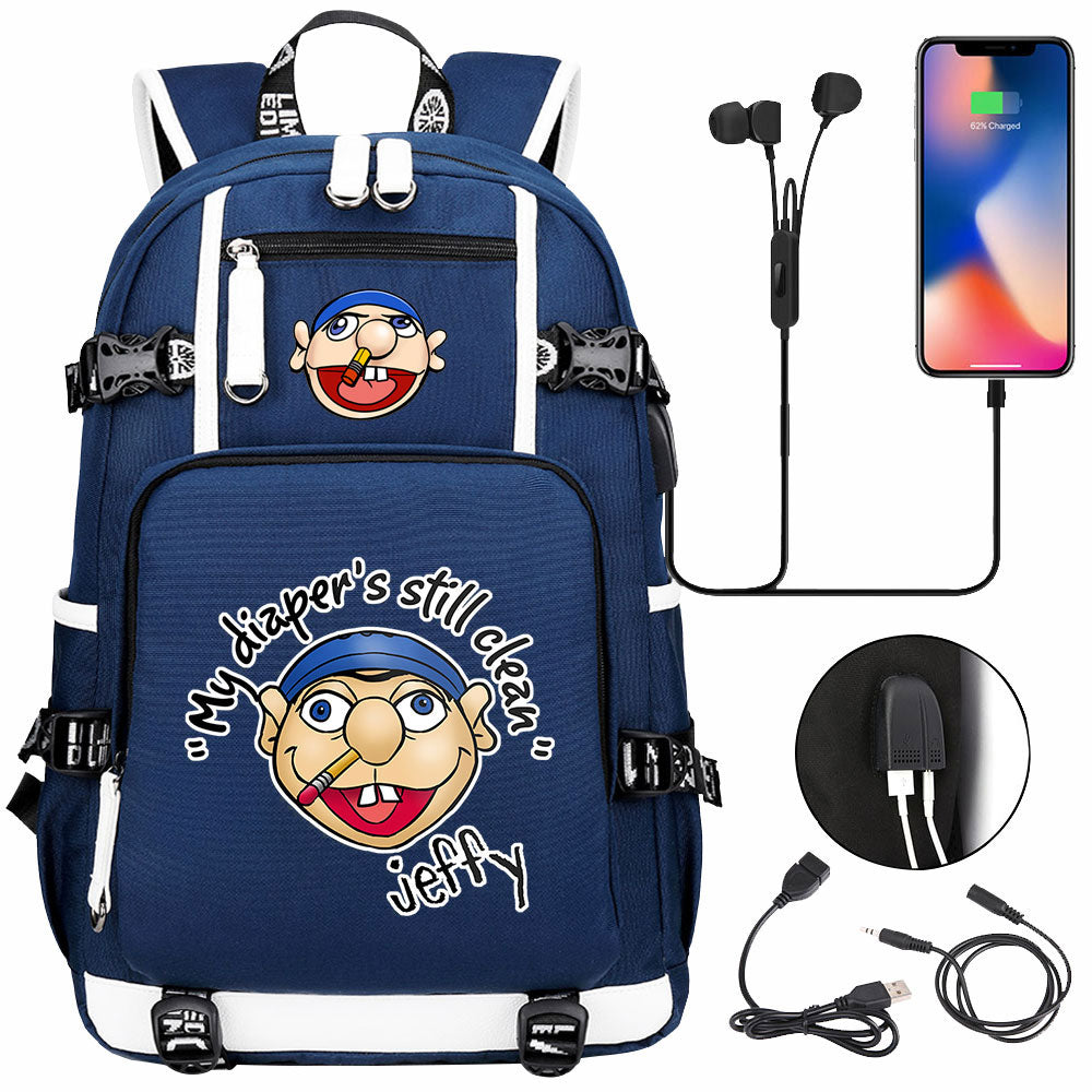 Jeffy USB Charging Backpack School NoteBook Laptop Travel Bags