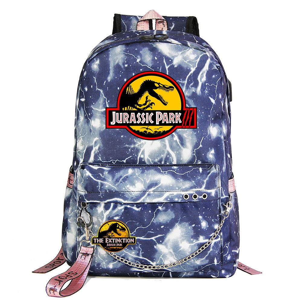 Jurassic World USB Charging Backpack Shoolbag Notebook Bag Gifts for Kids Students