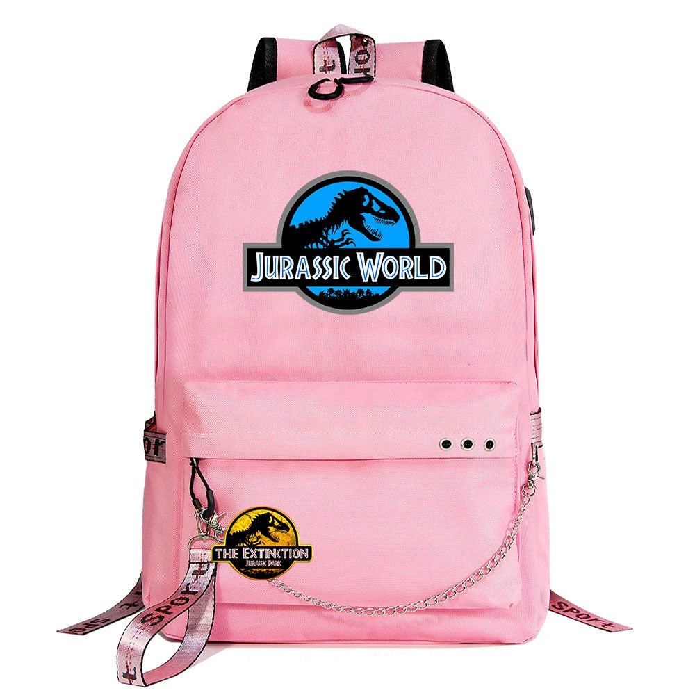 Jurassic World USB Charging Backpack Shoolbag Notebook Bag Gifts for Kids Students