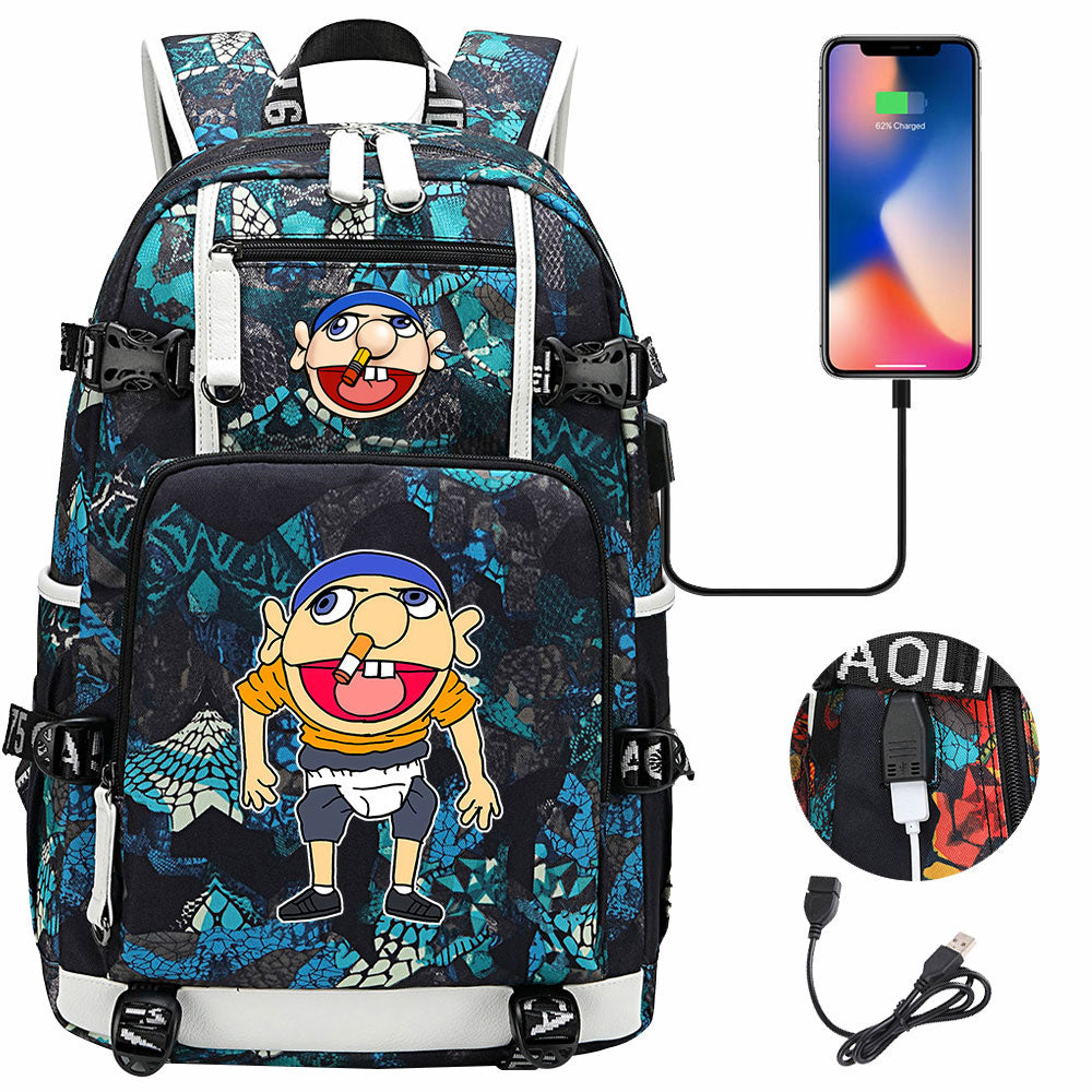 Jeffy USB Charging Backpack School NoteBook Laptop Travel Bags