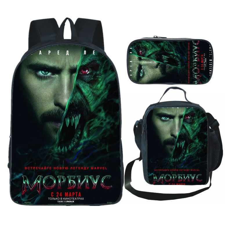 Morbius School Bag Backpack Lunch Bag Pencil Case Set Gift for Kids Students