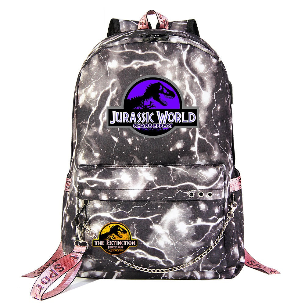 Jurassic World USB Charging Backpack Shoolbag Notebook Bag Gifts for Kids Students