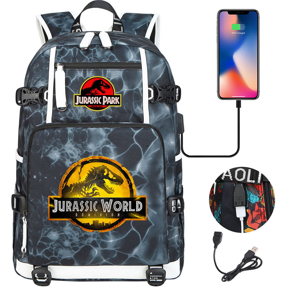 Jurassic World USB Charging Backpack School NoteBook Laptop Travel Bags