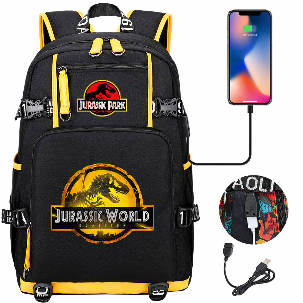 Jurassic World USB Charging Backpack School NoteBook Laptop Travel Bags