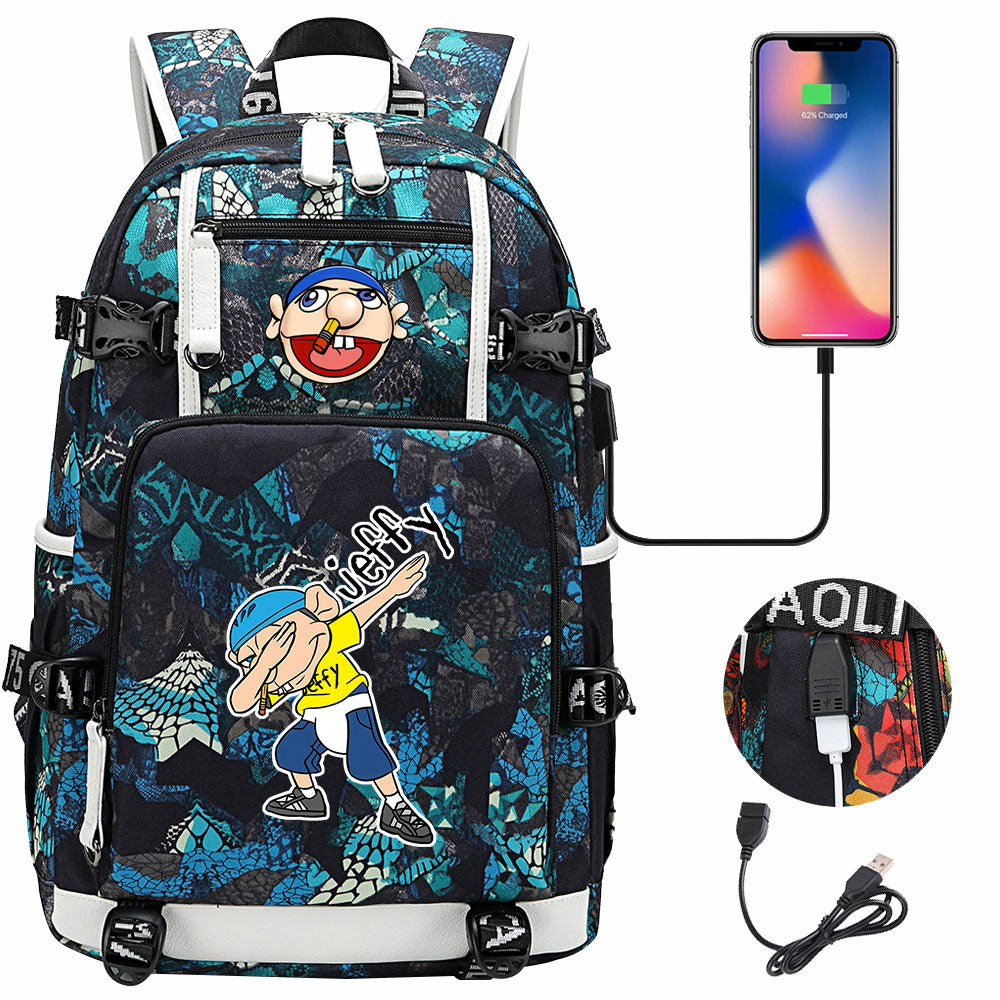 Jeffy USB Charging Backpack School NoteBook Laptop Travel Bags