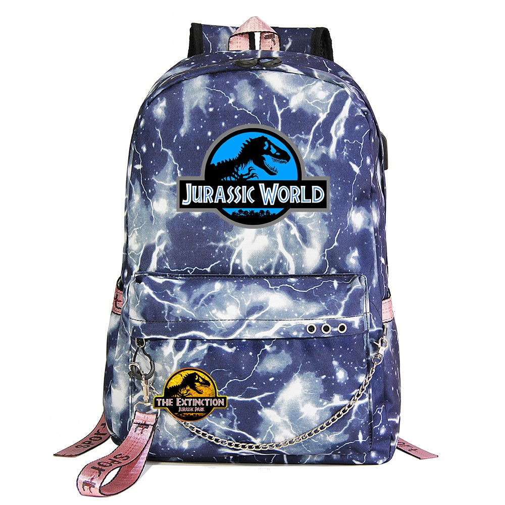 Jurassic World USB Charging Backpack Shoolbag Notebook Bag Gifts for Kids Students