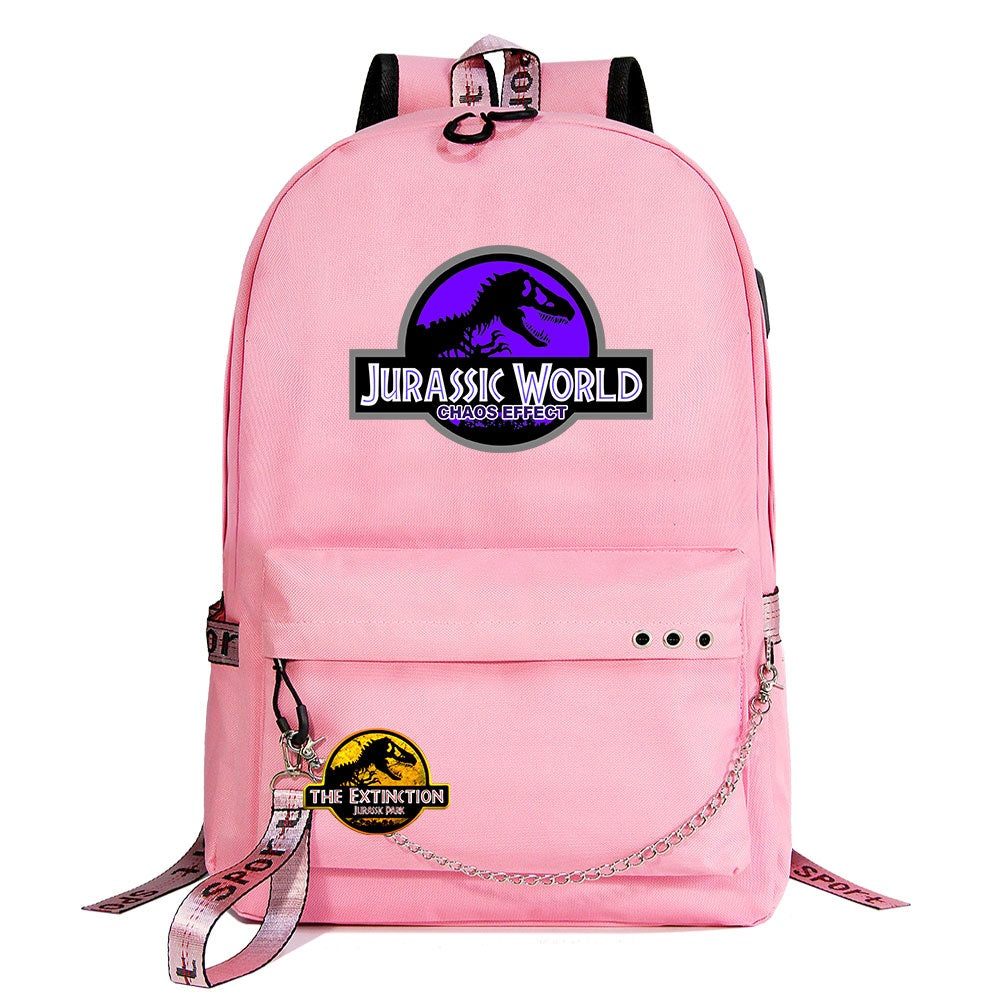 Jurassic World USB Charging Backpack Shoolbag Notebook Bag Gifts for Kids Students