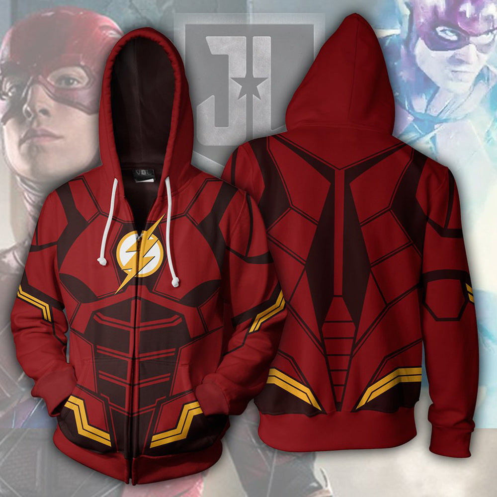 The Flash Barry Allen Superhero Cosplay Hoodie Sweatshirt Sweater Unisex Zipper Jacket Coat