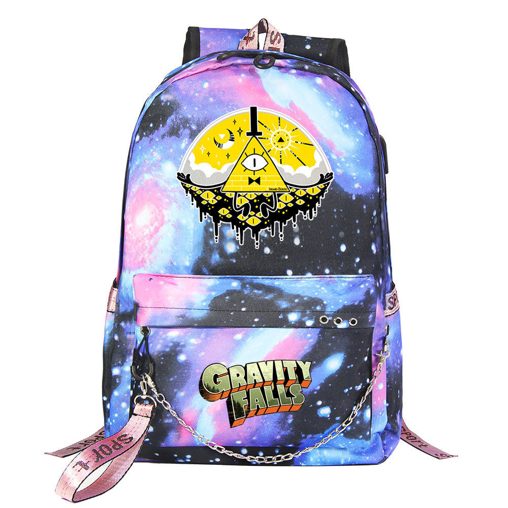 Gravity Falls USB Charging Backpack Shoolbag Notebook Bag Gifts for Kids Students