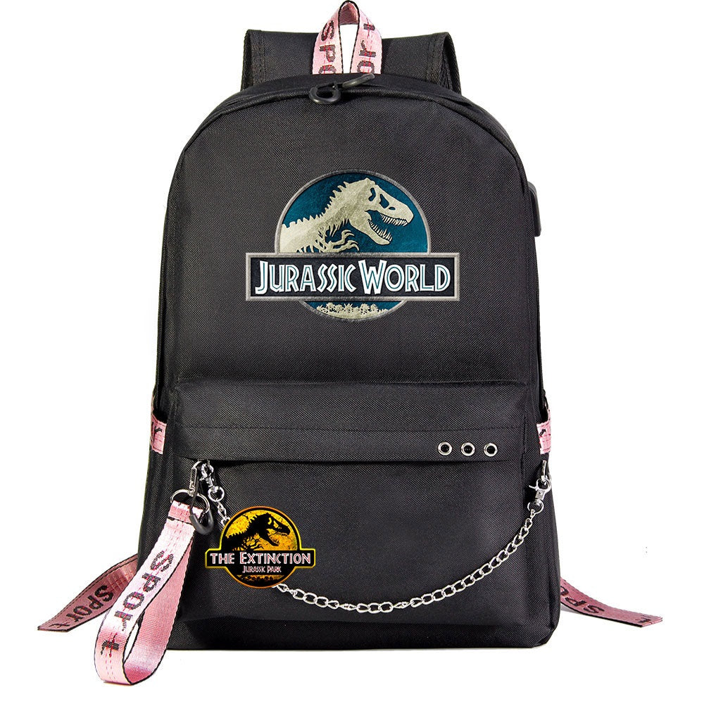 Jurassic World USB Charging Backpack Shoolbag Notebook Bag Gifts for Kids Students