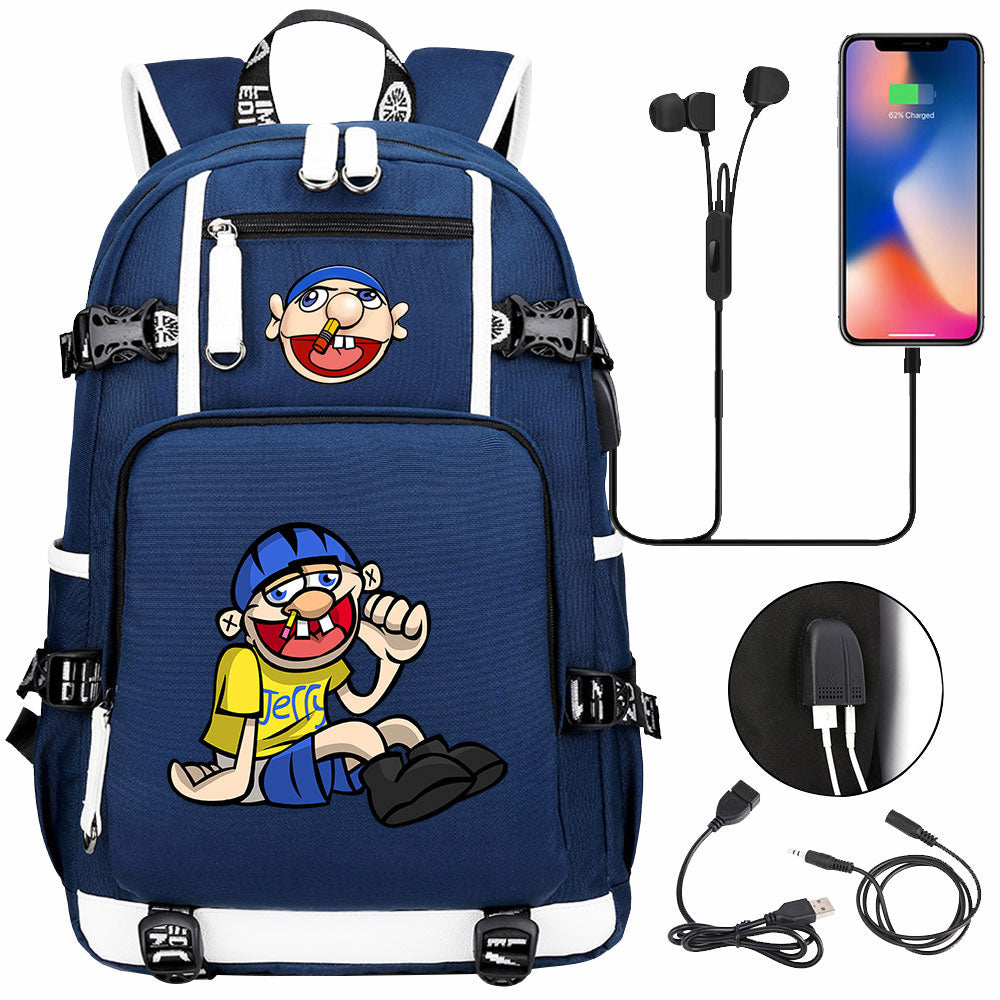 Jeffy USB Charging Backpack School NoteBook Laptop Travel Bags