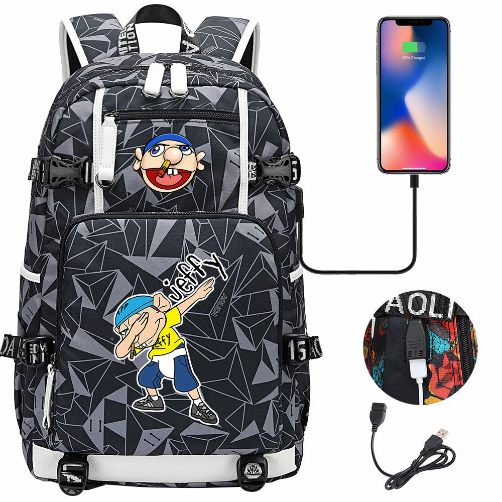 Jeffy USB Charging Backpack School NoteBook Laptop Travel Bags