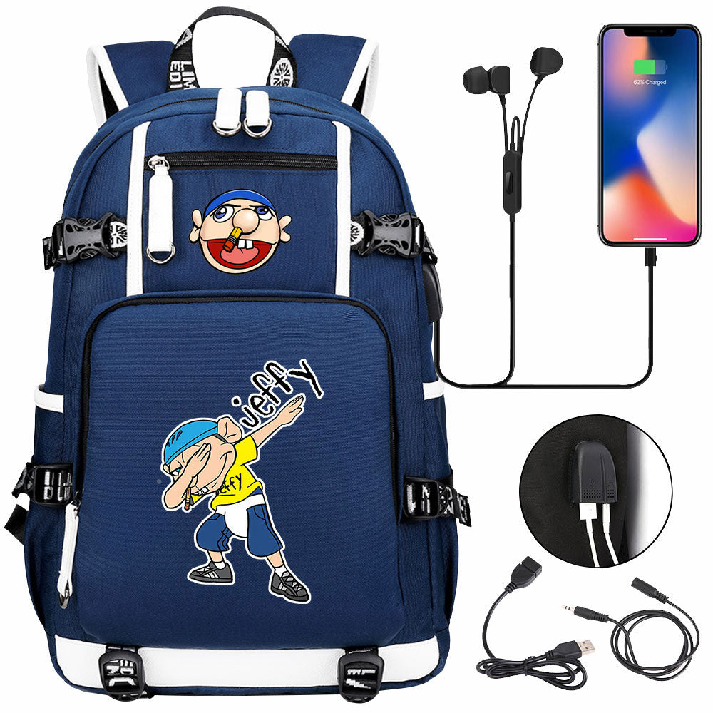 Jeffy USB Charging Backpack School NoteBook Laptop Travel Bags