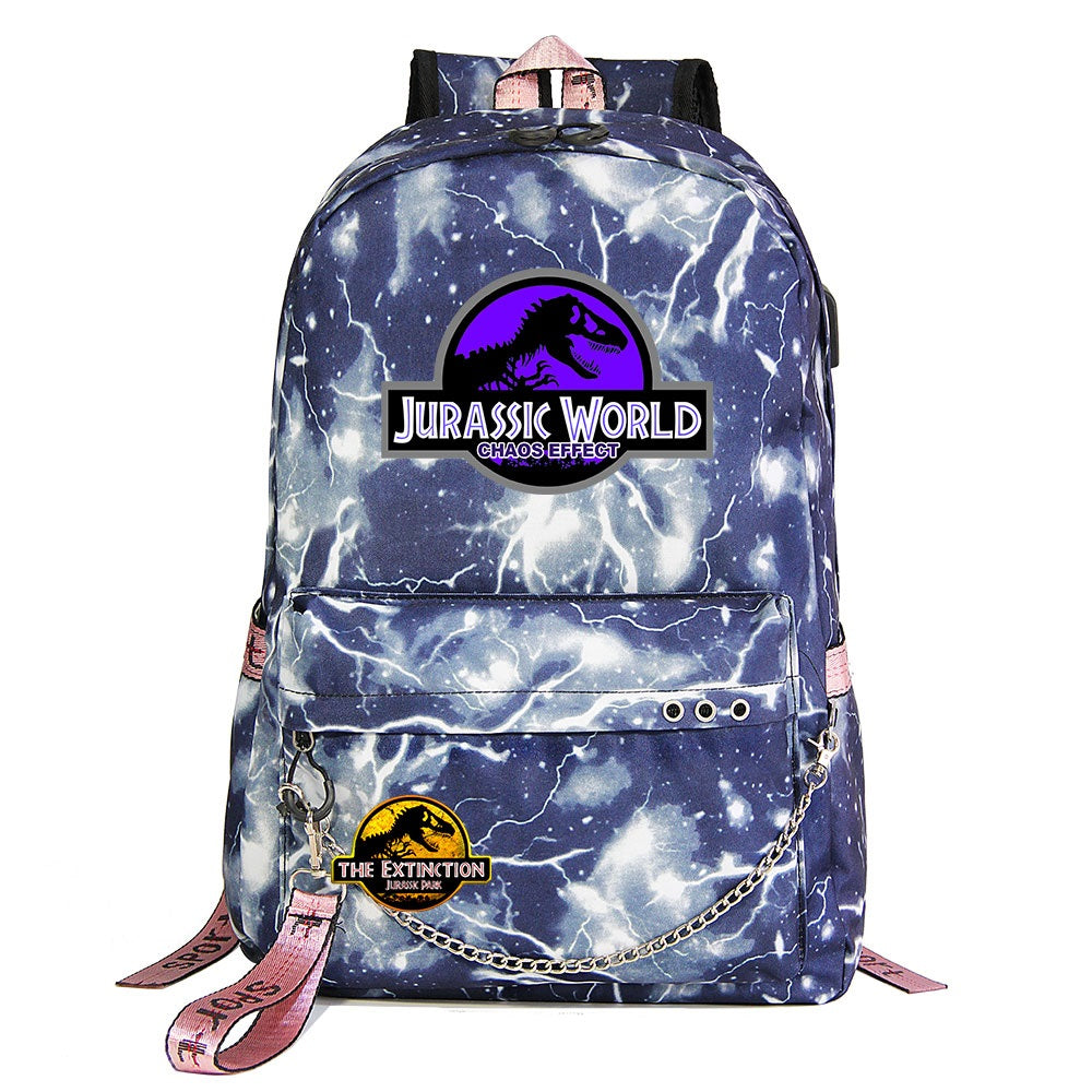 Jurassic World USB Charging Backpack Shoolbag Notebook Bag Gifts for Kids Students