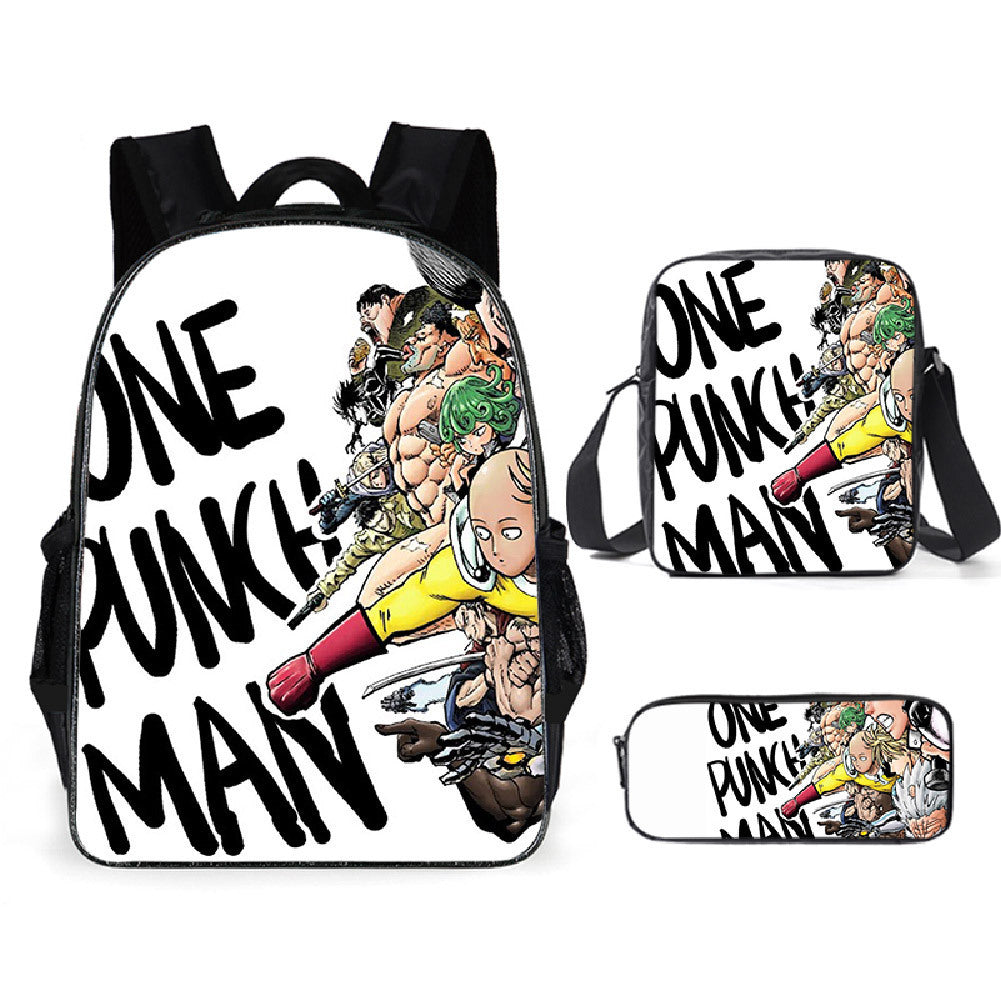 One Punch Man Schoolbag Backpack Lunch Bag Pencil Case Set Gift for Kids Students