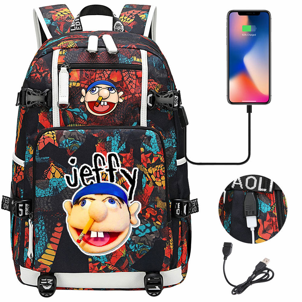 Jeffy USB Charging Backpack School NoteBook Laptop Travel Bags