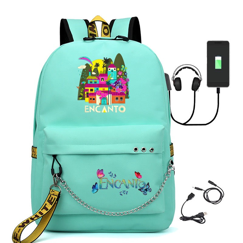 Encanto Mirabel USB Charging Backpack Shoolbag Notebook Bag Gifts for Kids Students