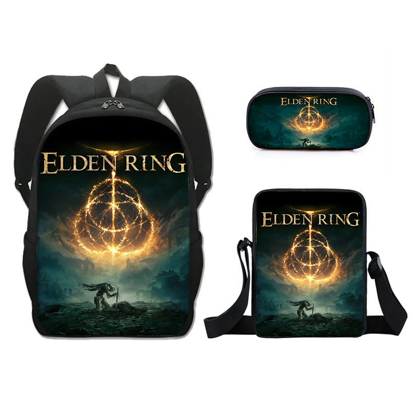 Game Elden Ring Schoolbag Backpack Lunch Bag Pencil Case Set Gift for Kids Students