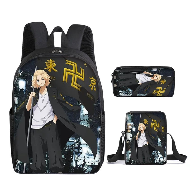 Tokyo Revengers Schoolbag Backpack Lunch Bag Pencil Case Set Gift for Kids Students