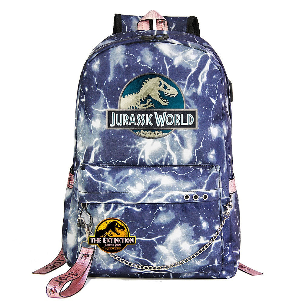 Jurassic World USB Charging Backpack Shoolbag Notebook Bag Gifts for Kids Students