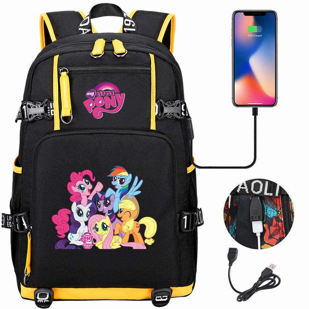 My Little Pony USB Charging Backpack School NoteBook Laptop Travel Bags