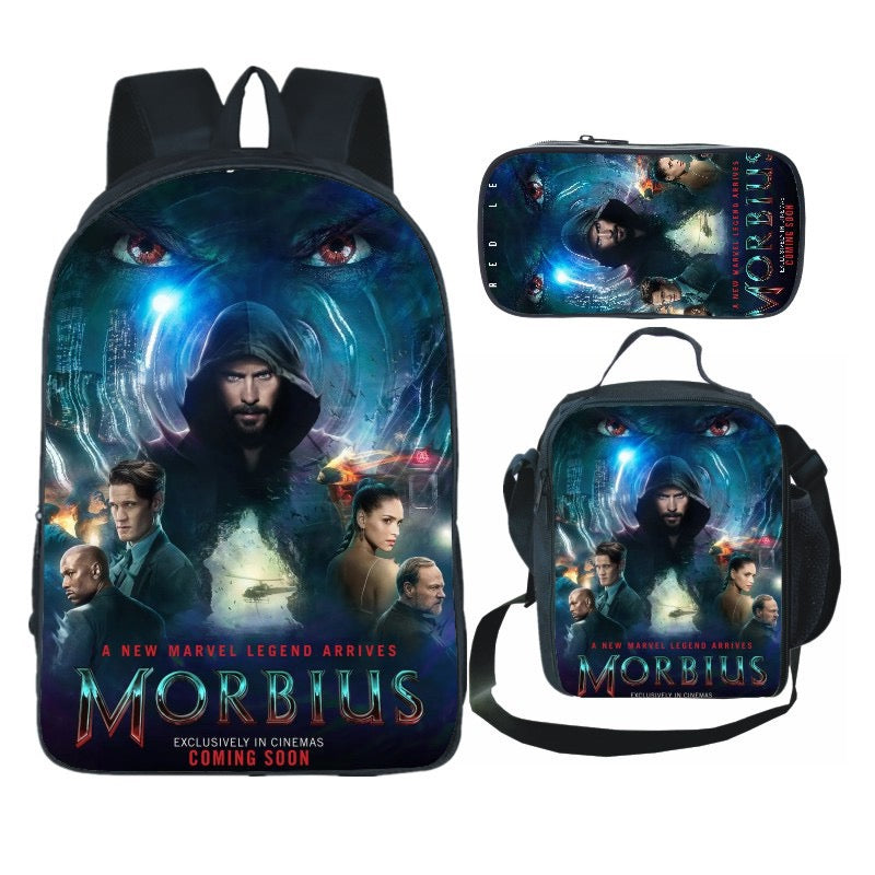 Morbius School Bag Backpack Lunch Bag Pencil Case Set Gift for Kids Students