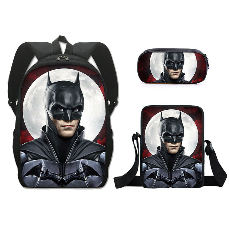 The Dark Knight Batman Schoolbag Backpack Lunch Bag Pencil Case Set Gift for Kids Students