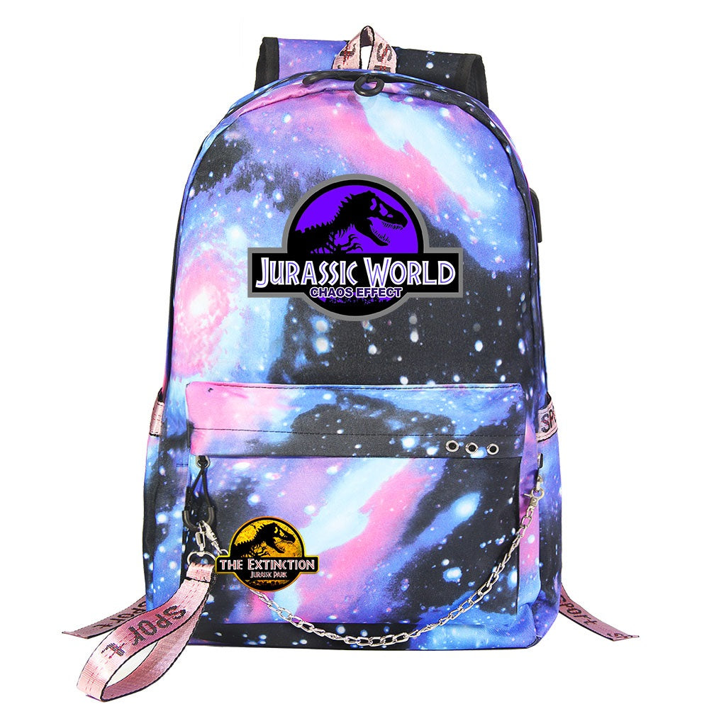 Jurassic World USB Charging Backpack Shoolbag Notebook Bag Gifts for Kids Students