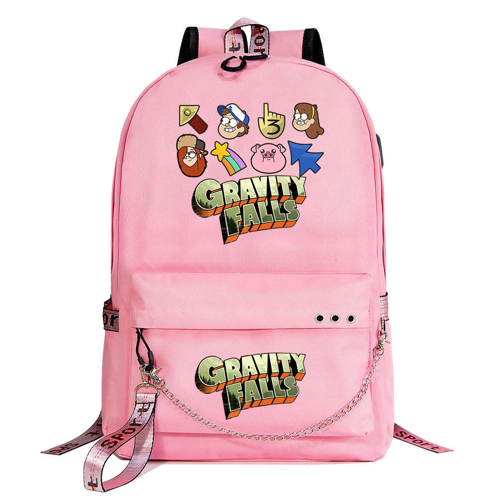 Gravity Falls USB Charging Backpack Shoolbag Notebook Bag Gifts for Kids Students