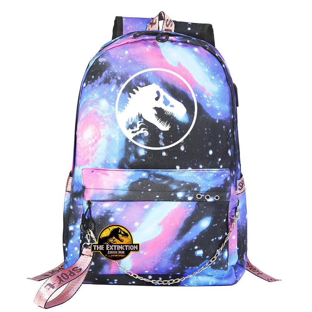 Jurassic World USB Charging Backpack Shoolbag Notebook Bag Gifts for Kids Students