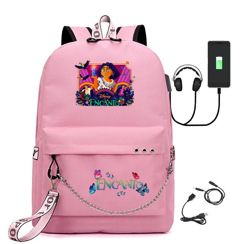 Encanto Mirabel USB Charging Backpack Shoolbag Notebook Bag Gifts for Kids Students