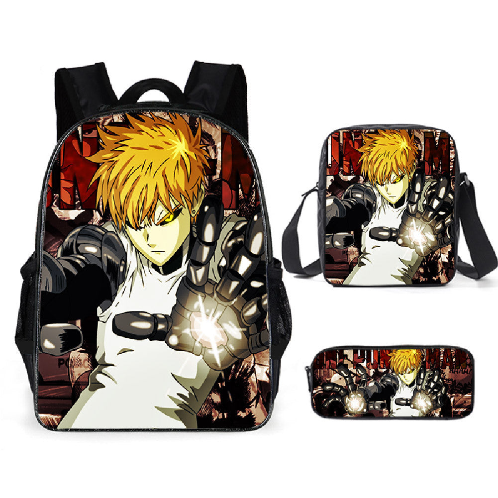 One Punch Man Schoolbag Backpack Lunch Bag Pencil Case Set Gift for Kids Students