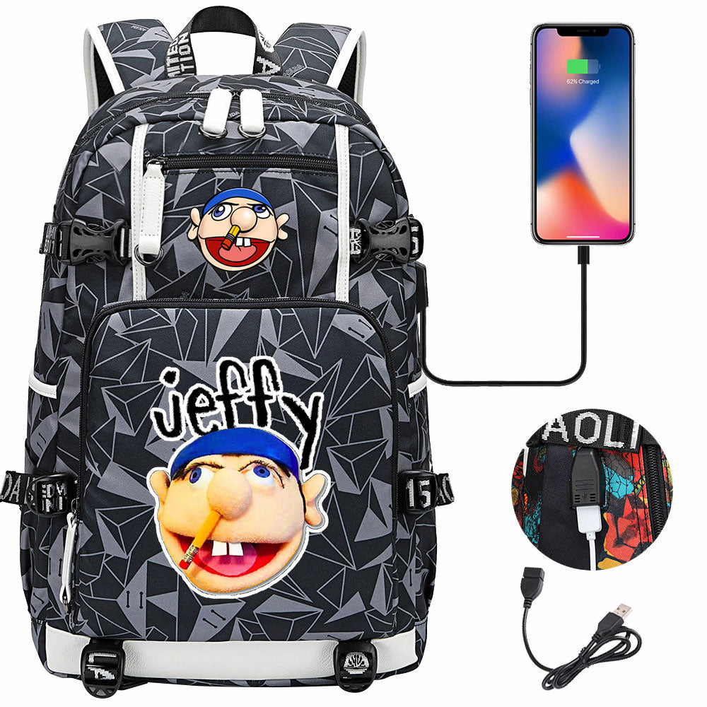 Jeffy USB Charging Backpack School NoteBook Laptop Travel Bags