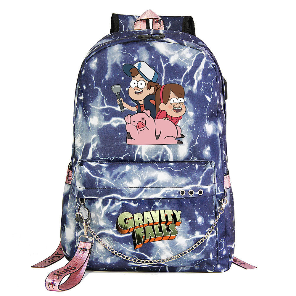 Gravity Falls USB Charging Backpack Shoolbag Notebook Bag Gifts for Kids Students