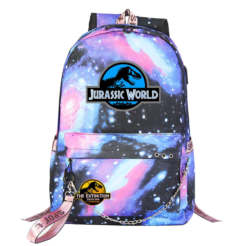 Jurassic World USB Charging Backpack Shoolbag Notebook Bag Gifts for Kids Students