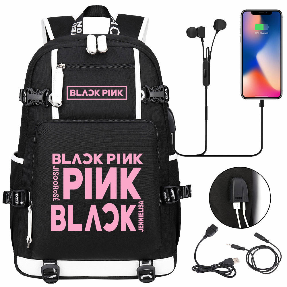 Kpop Blackpink USB Charging Backpack School NoteBook Laptop Travel Bags