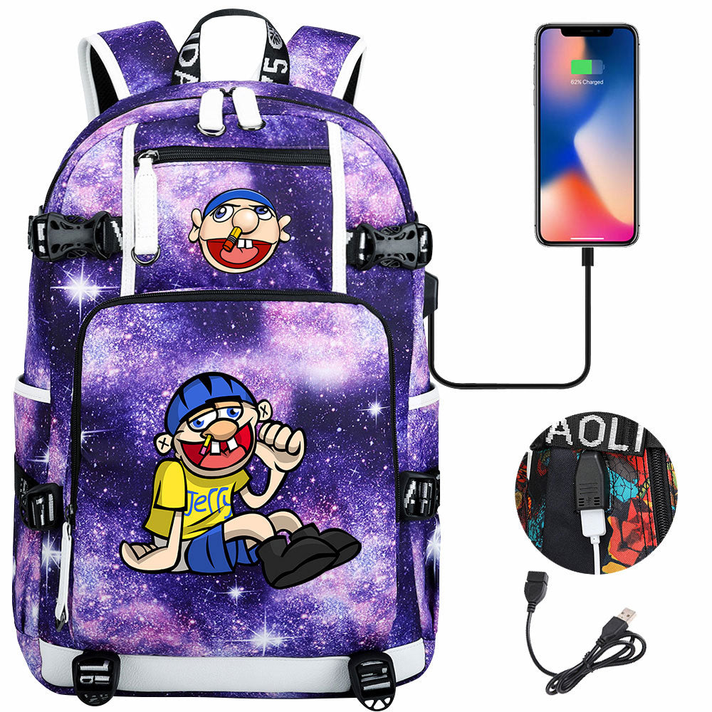 Jeffy USB Charging Backpack School NoteBook Laptop Travel Bags