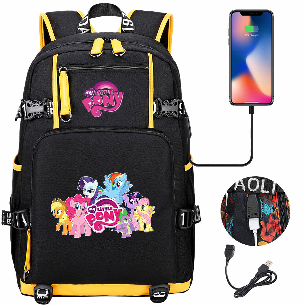 My Little Pony USB Charging Backpack School NoteBook Laptop Travel Bags