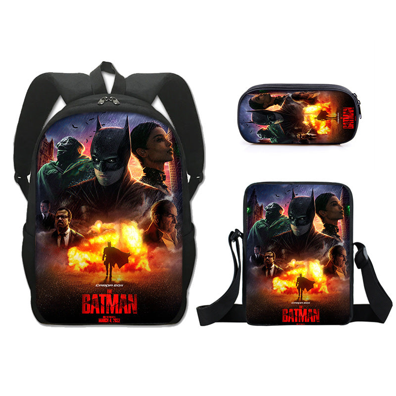 The Dark Knight Batman Schoolbag Backpack Lunch Bag Pencil Case Set Gift for Kids Students