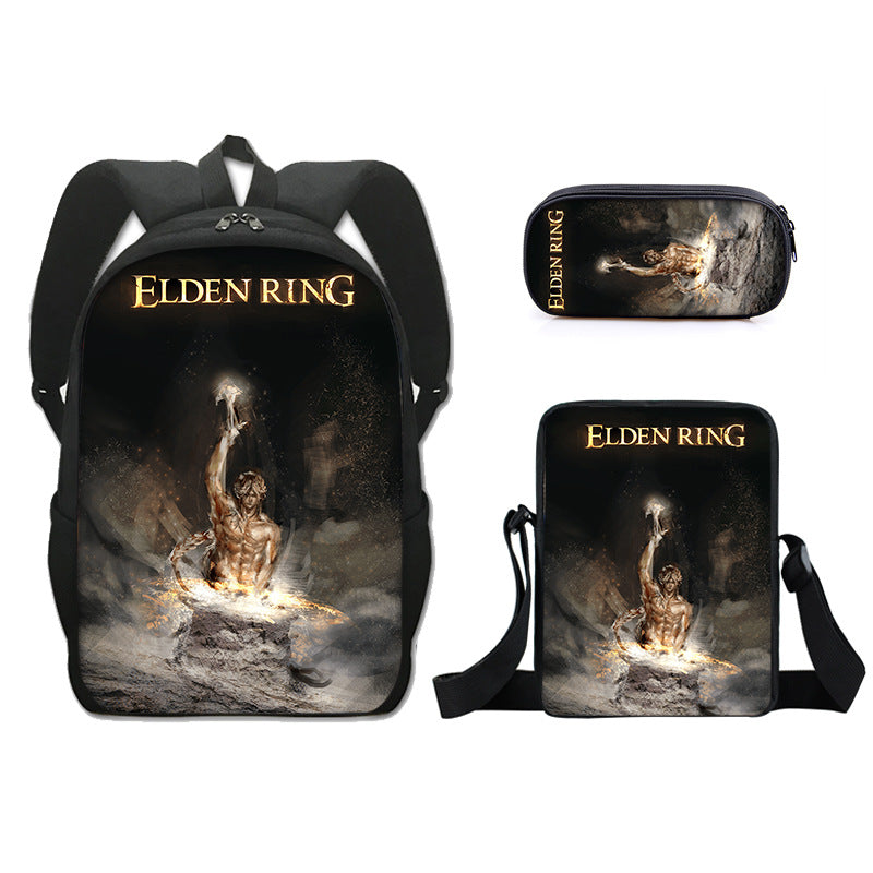 Game Elden Ring Schoolbag Backpack Lunch Bag Pencil Case Set Gift for Kids Students