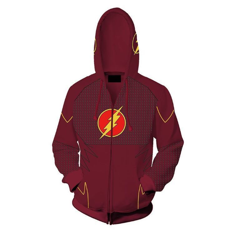 The Flash Barry Allen Superhero Cosplay Hoodie Sweatshirt Sweater Unisex Zipper Jacket Coat