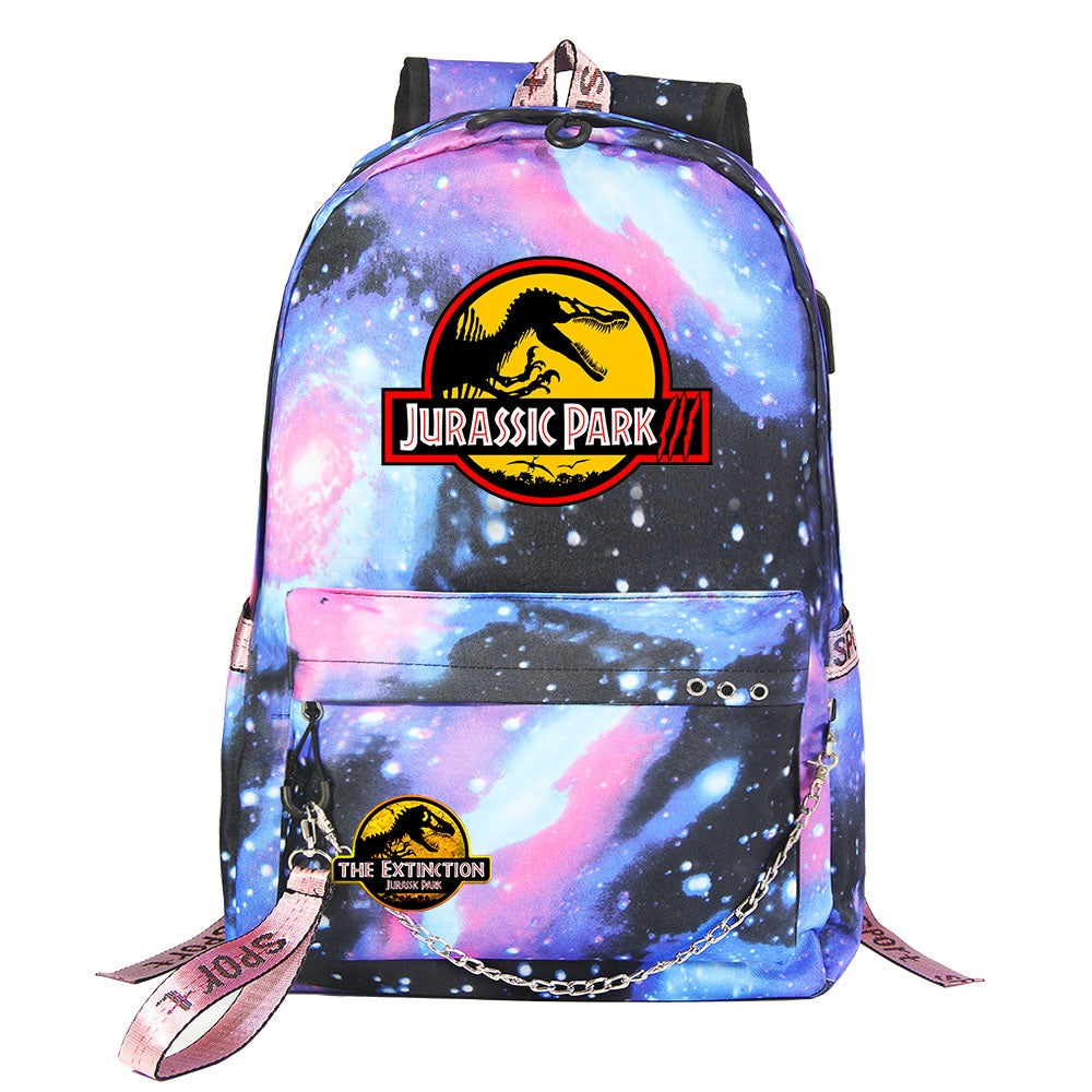 Jurassic World USB Charging Backpack Shoolbag Notebook Bag Gifts for Kids Students