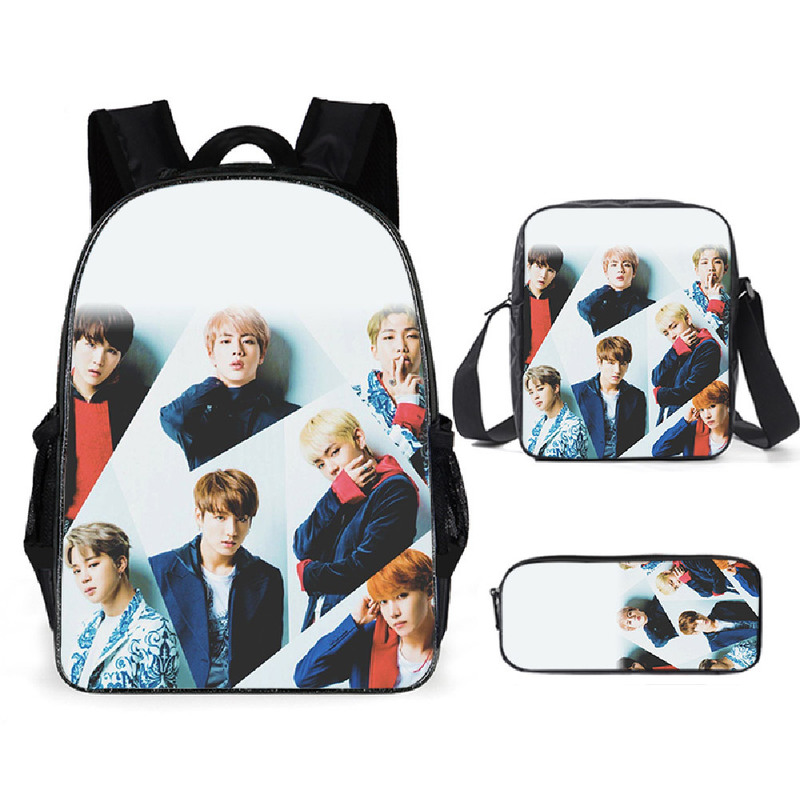 Goodern 4pcs BTS Backpack School Book Bag Set,BTS Bangtan Boys KPOP Theme  Fan Art Laptop Bag Crossbody Pencil Case Casual School Backpack for BTS  Fans,Backpack Combo Set-Green : Buy Online at Best